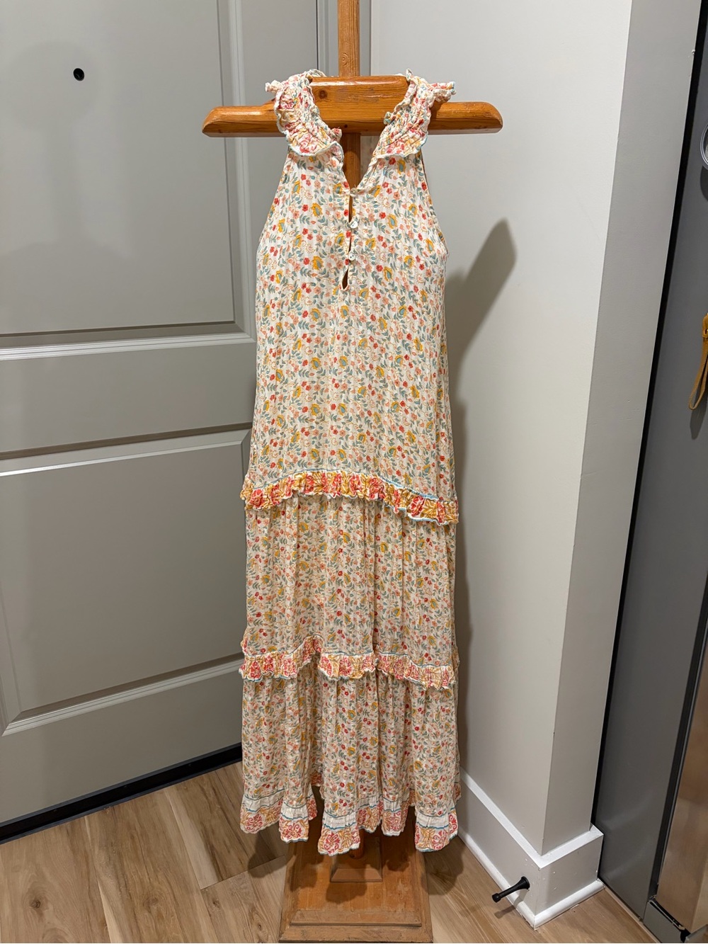 CLEOBELLA Kyra Boho Maxi Dress Tiered ORGANIC Handblocked Cotton XS  Pockets